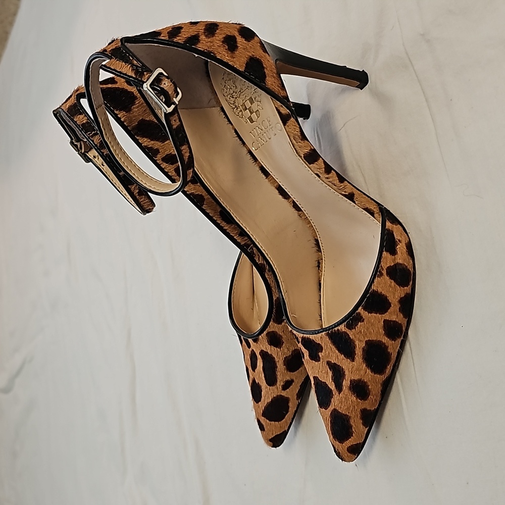 Vince Camuto Animal Print Ankle Strap Heels